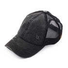Women's Distressed Mesh Back Pony Cap (BT-13)