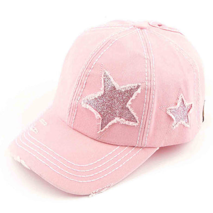 C.C Trending Star Pony Cap BT-14 in Light Pink – front view – wholesale