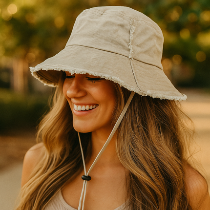 CC Frayed Washed Denim Bucket Hat ( BK-776 )