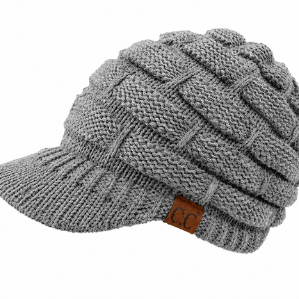 C.C Ribbed Knit Brimmed Beanie Hat (YJ-2023)