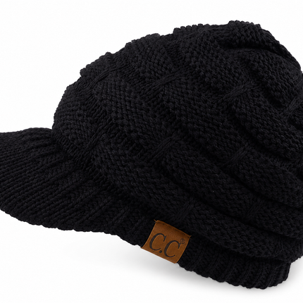 C.C Ribbed Knit Brimmed Beanie Hat (YJ-2023)