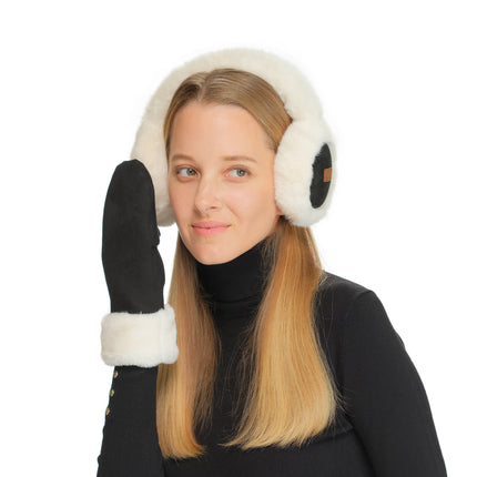 CC Suede Mitten with Faux Fur Cuff - MTE4491 - By Contagious Wholesale