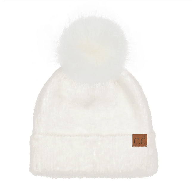 CC Beanie Plush Terry Chenille Pom Beanie - HTC0038-POM - By Contagious Wholesale