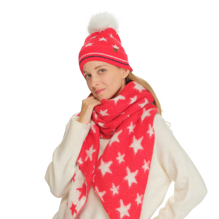CC Beanie All Over Star and Stripe Cuff Pom Beanie - HTC0120 - By Contagious Wholesale