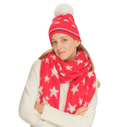 CC Beanie All Over Star and Stripe Cuff Pom Beanie - HTC0120 - By Contagious Wholesale