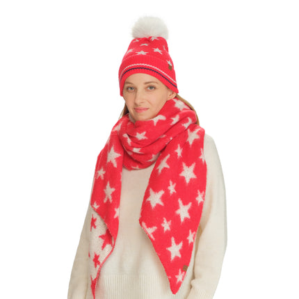 CC Beanie All Over Star and Stripe Cuff Pom Beanie - HTC0120 - By Contagious Wholesale