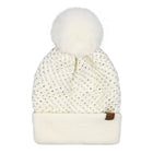 CC Beanie Allover Rhinestone Pom Hats - HTE0101 - By Contagious Wholesale