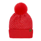 CC Beanie Allover Rhinestone Pom Hats - HTE0101 - By Contagious Wholesale