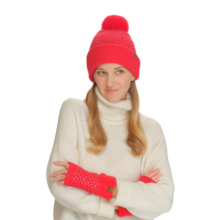 CC Beanie Allover Rhinestone Pom Hats - HTE0101 - By Contagious Wholesale