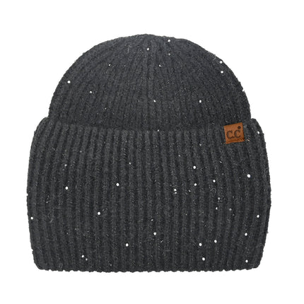 CC Beanie Wide Cuff Metallic Sequin Beanie - HTE0104 - By Contagious Wholesale