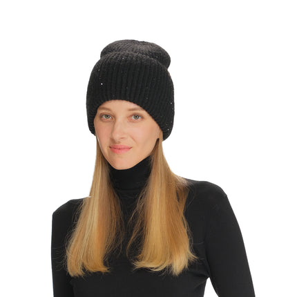 CC Beanie Wide Cuff Metallic Sequin Beanie - HTE0104 - By Contagious Wholesale