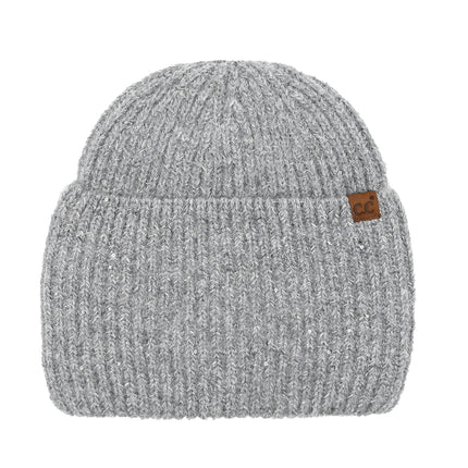 CC Beanie Wide Cuff Metallic Sequin Beanie - HTE0104 - By Contagious Wholesale