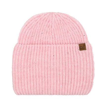 CC Beanie Wide Cuff Metallic Sequin Beanie - HTE0104 - By Contagious Wholesale