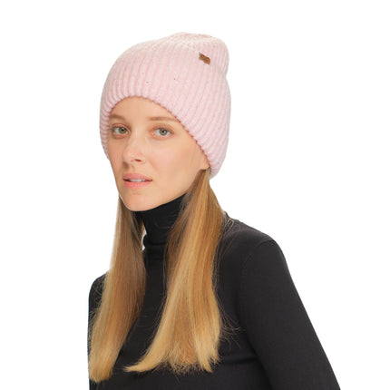 CC Beanie Wide Cuff Metallic Sequin Beanie - HTE0104 - By Contagious Wholesale