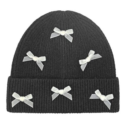CC Beanie Mini Velvet Bow Cuff Beanie - HTE0147 - By Contagious Wholesale