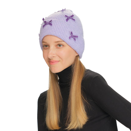 CC Beanie Mini Velvet Bow Cuff Beanie - HTE0147 - By Contagious Wholesale