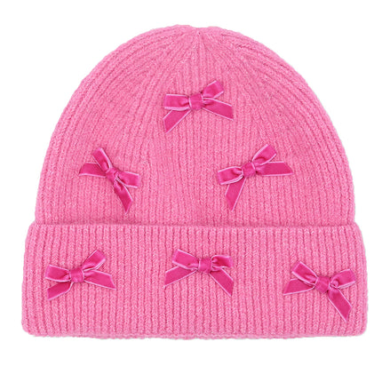 CC Beanie Mini Velvet Bow Cuff Beanie - HTE0147 - By Contagious Wholesale