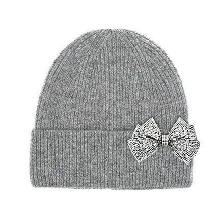 CC Beanie - Rhinestone Bow Cuff Beanie - HTE0151 - By Contagious Wholesale