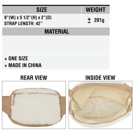CC Sherpa and Suede Contrast Fanny Pack - BGS4506 - By Contagious Wholesale