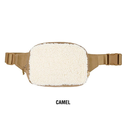 CC Sherpa and Suede Contrast Fanny Pack - BGS4506 - By Contagious Wholesale