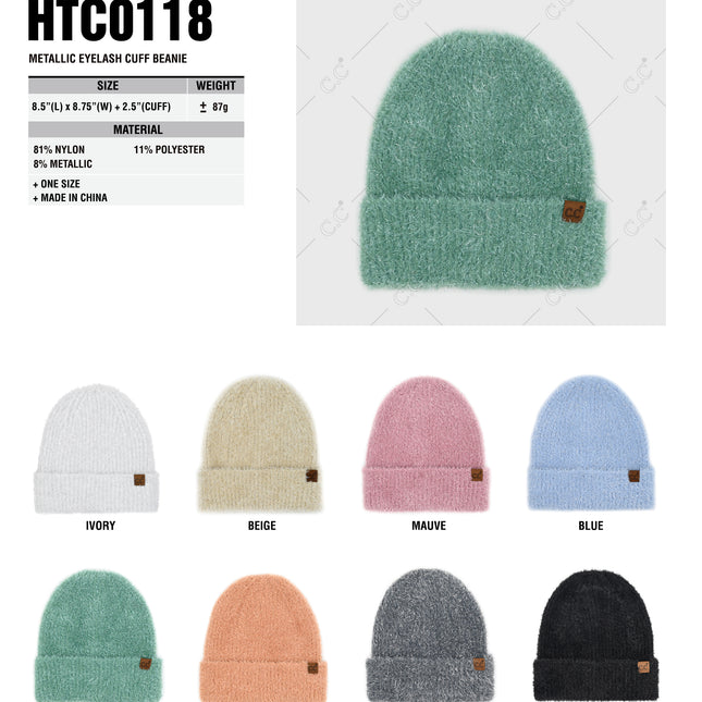 CC Beanie - Metallic Eyelash Cuff Beanie - HTC0118 - By Contagious Wholesale
