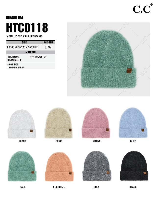 CC Beanie - Metallic Eyelash Cuff Beanie - HTC0118 - By Contagious Wholesale
