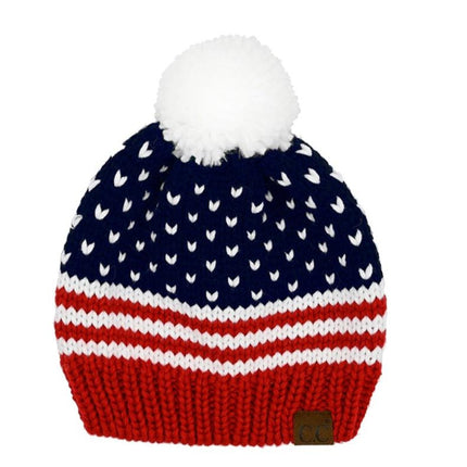 HTE0040 American Beanie with Iceland Wool Pom