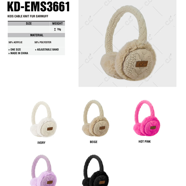 CC Brand Kids Faux Fur Sherpa Earmuffs - KD-EMS3661 - By Contagious Wholesale