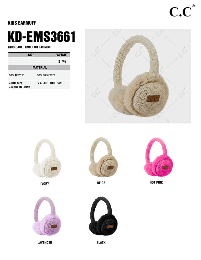 CC Brand Kids Faux Sherpa Earmuffs - KD-EMS3661 - By Contagious Wholesale