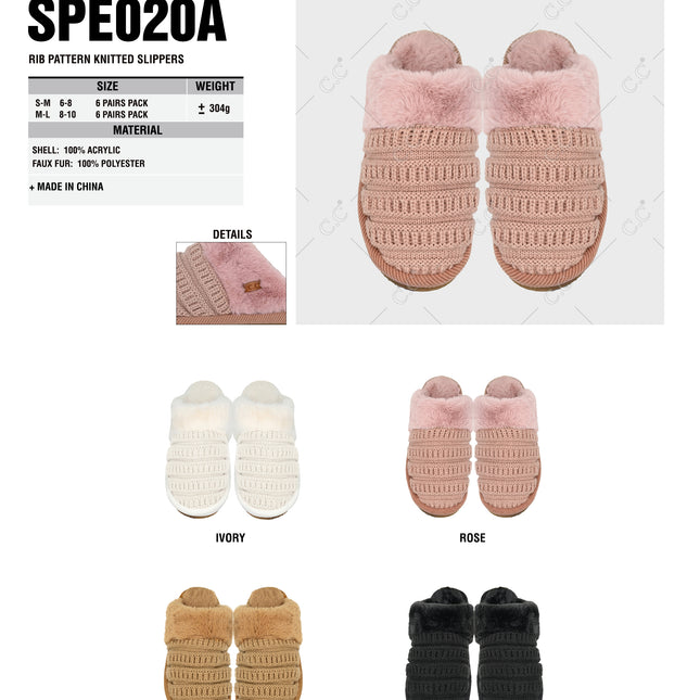 CC Beanie Popular knitted Slippers - SPE020A - By Contagious Wholesale