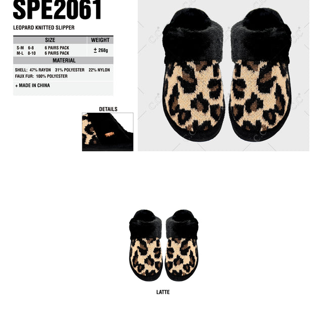 CC Slippers Leopard Knitted - SPE2061 - By Contagious Wholesale