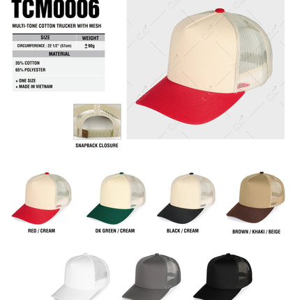 TCM0006 - C.C ® Multi-Tone Cotton Trucker Hat – Wholesale Blank for Custom Embroidery