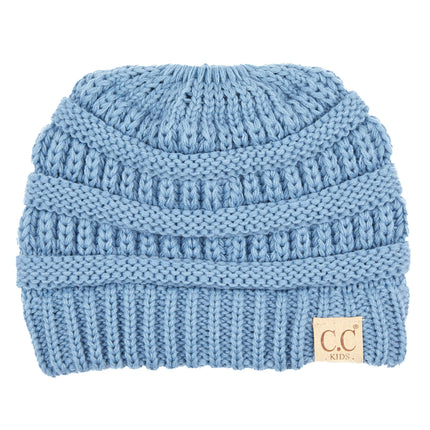 C.C Kids Ponytail Beanie MB-847 in Denim – front view – wholesale