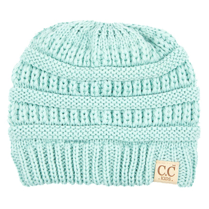 C.C Kids Ponytail Beanie MB-847 in Mint – front view – wholesale
