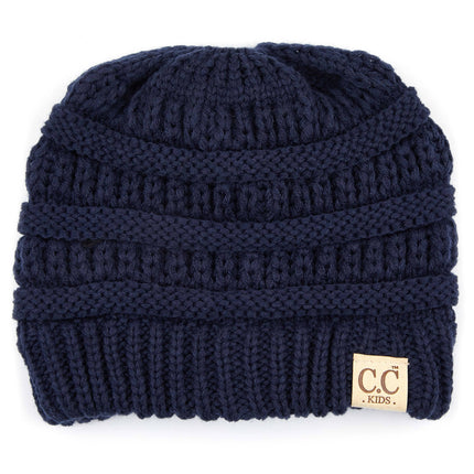 C.C Kids Ponytail Beanie MB-847 in Navy – front view – wholesale