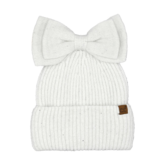 CC Brand Messy Bun Bow Beanie with Sequins - MBE0104 - By Truly Contagious