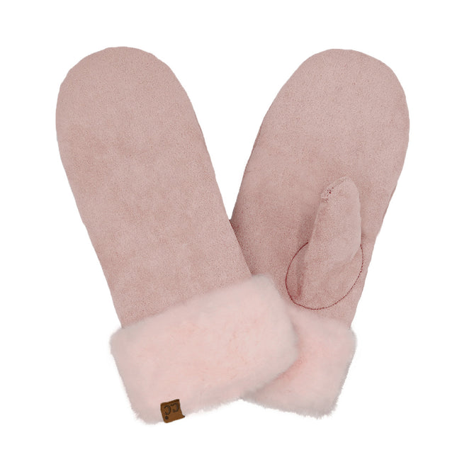 CC Suede Mitten with Faux Fur Cuff - MTE4491 - By Contagious Wholesale