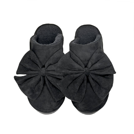 CC Slippers Faux Suede Bow - SPE0003 - By Contagious Wholesale