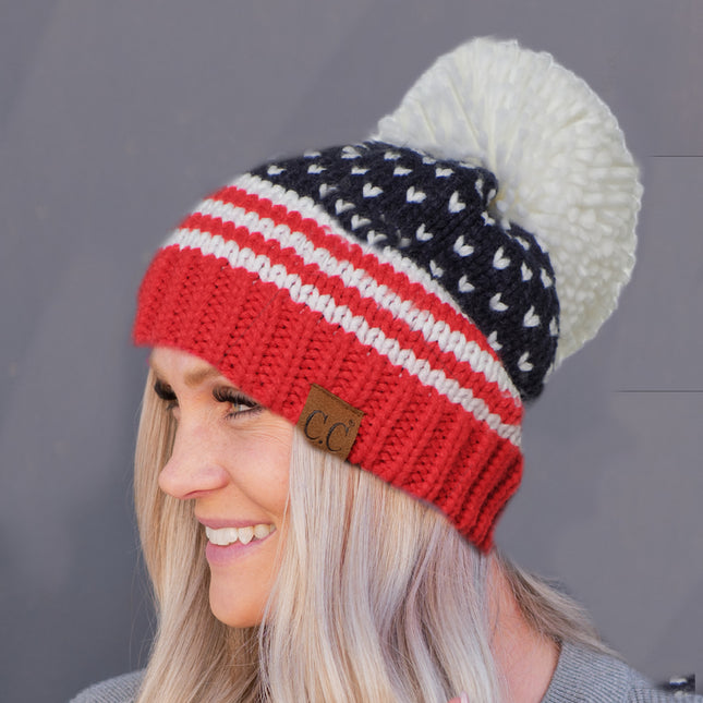 HTE0040 American Beanie with Iceland Wool Pom