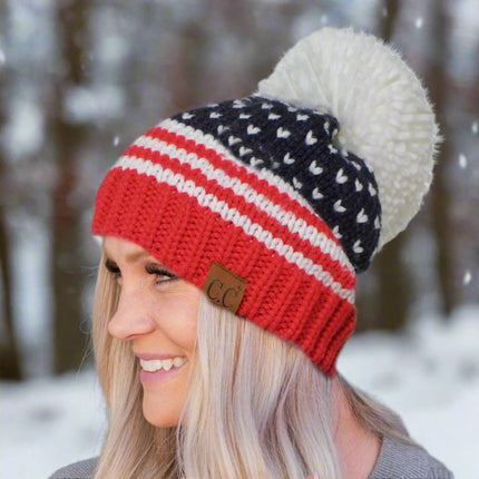 HTE0040 American Beanie with Iceland Wool Pom