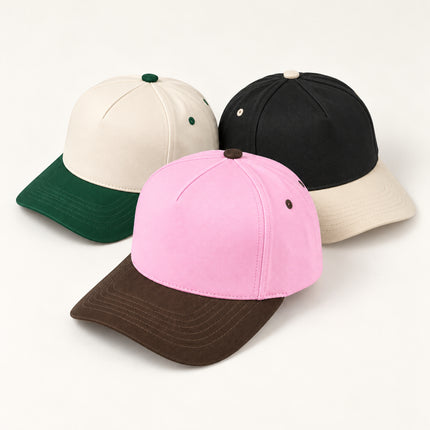 TCM0002 canvas caps in Brown/Pink, Dk. Green and Cream/Black