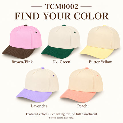 TCM0002 featured colors: Brown/Pink, Dk. Green, Butter Yellow, Lavender and Peach