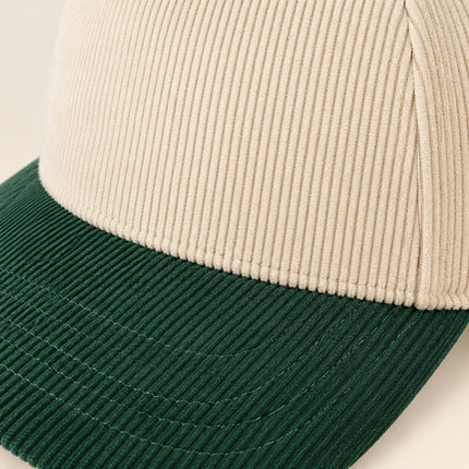 TCM0003 ivory and green corduroy fabric and stitching close-up