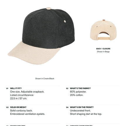 TCM0003 Contagious Wholesale product guide using original photographs: material, adjustable fit, back, plain front, color selection and care. 2000 x 3000.