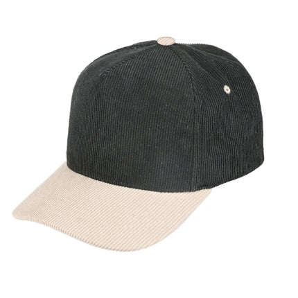 TCM0003 Cream/Black original product photo: broad front with short top dart, cream side eyelet, cream brim and cream button. 2000 x 3000.