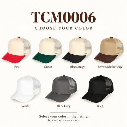 TCM0006 seven color options: Red, Green, Black/Beige, Brown/Khaki/Beige, White, Dark Grey and Black