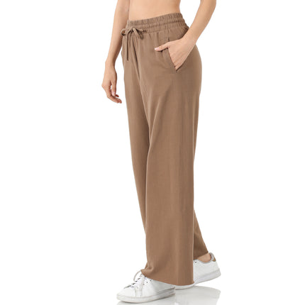 French Terry Drawstring Wide Leg Pants TP-39059 in Mocha – wholesale