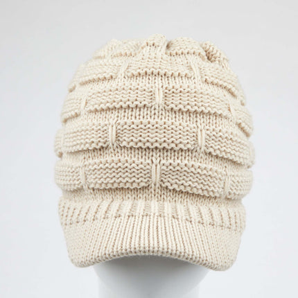 C.C Ribbed Knit Brimmed Beanie Hat (YJ-2023)