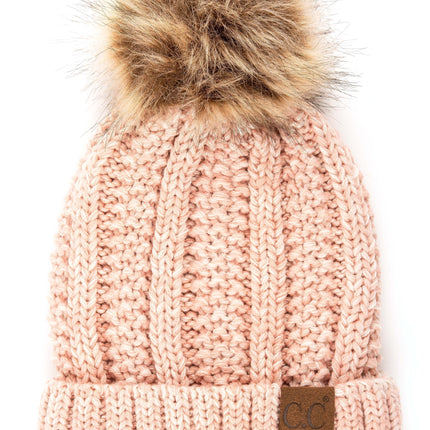 CC Multi Color Fur Pom Beanie ( YJ-820_# )