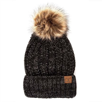 CC Multi Color Fur Pom Beanie ( YJ-820_# )
